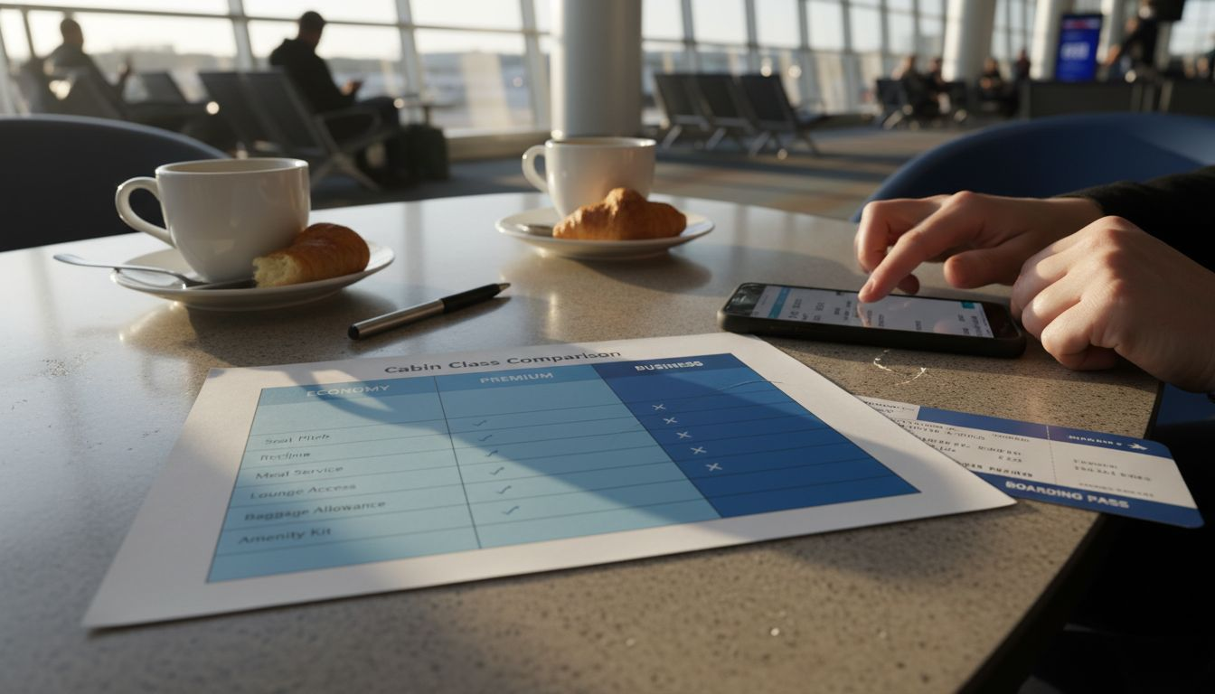 Comparison chart for cabin classes