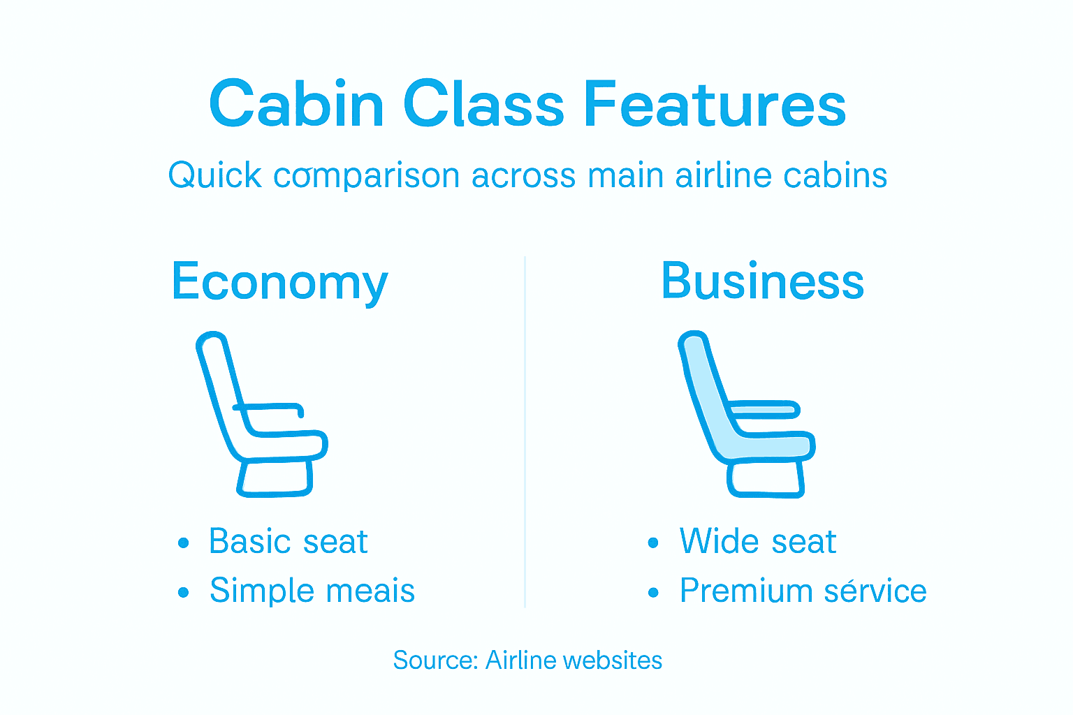 Infographic comparing cabin class features