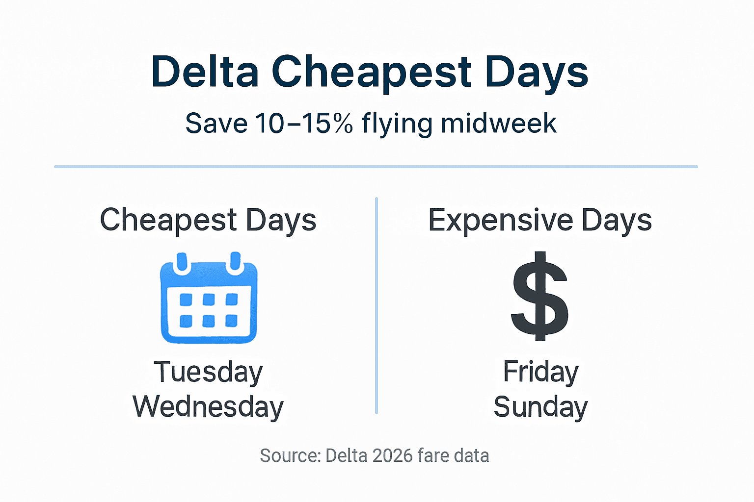 Infographic comparing cheapest and priciest Delta days