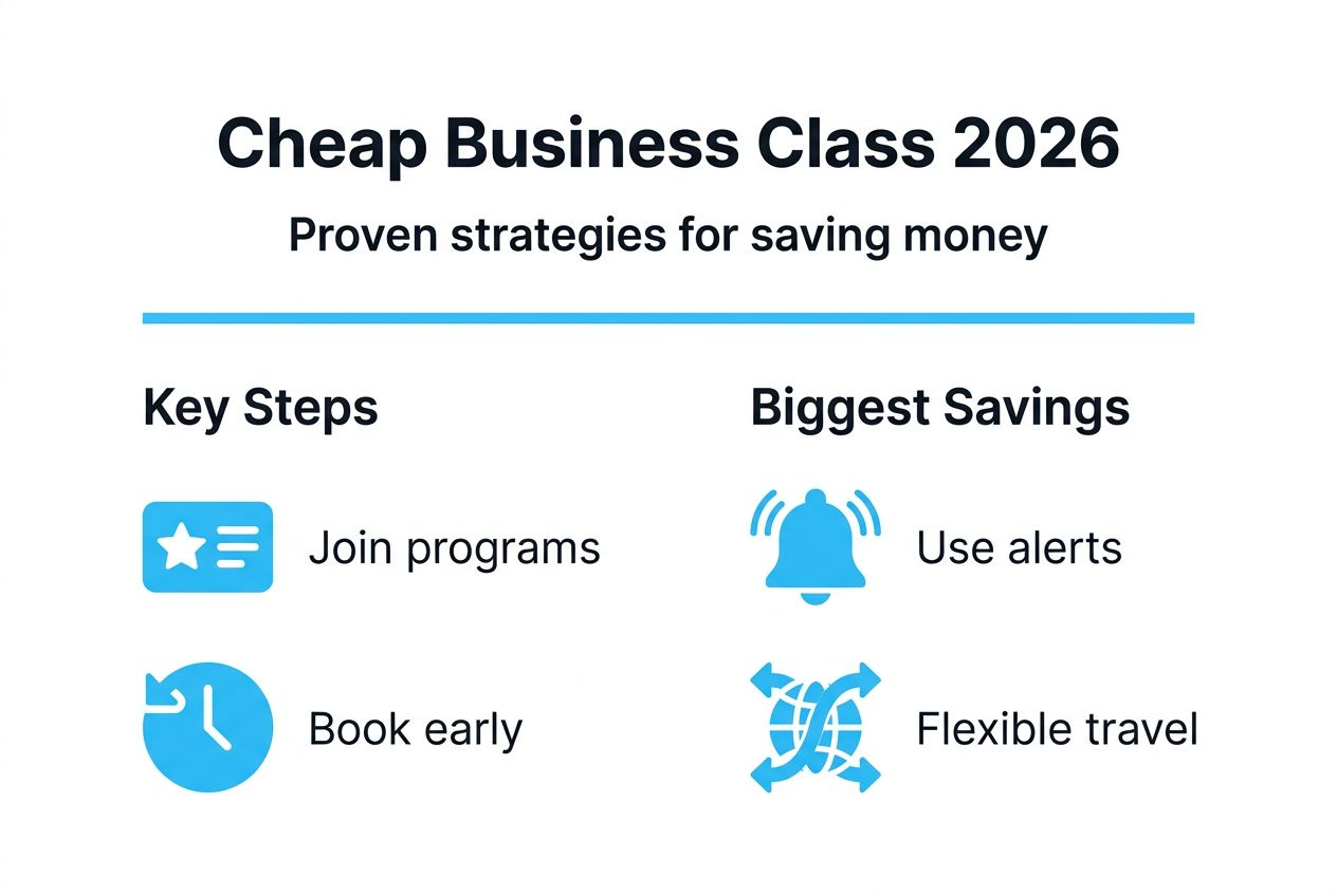 Infographic summarizing top business class savings tips