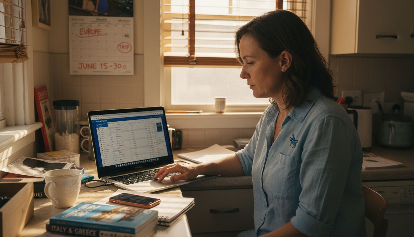 Person searching flight deals at home