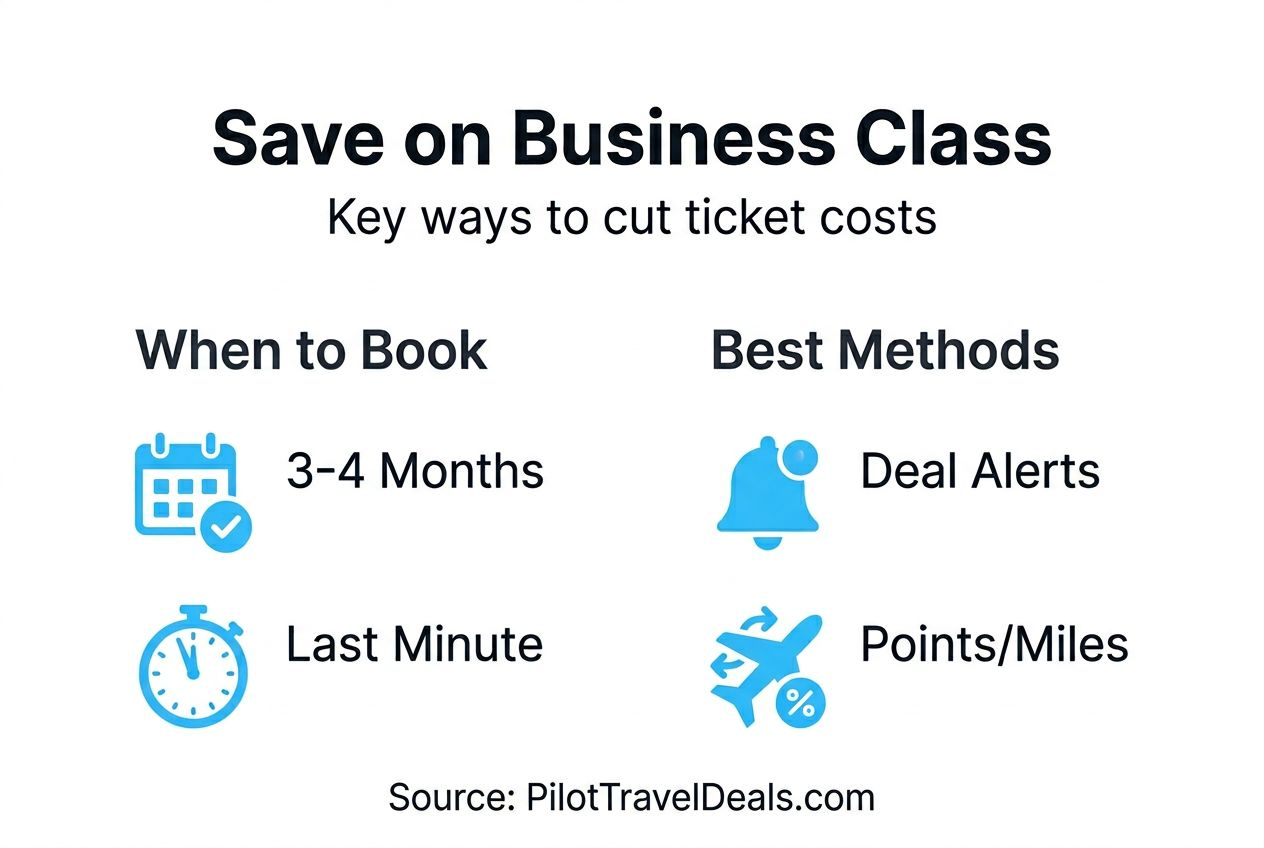 Infographic showing business class savings strategies