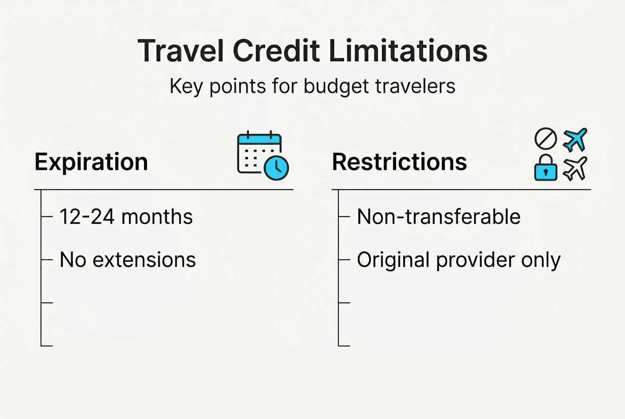 Infographic showing travel credit limits and restrictions