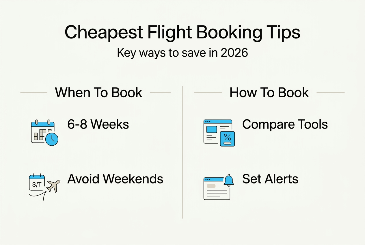 Infographic summarizing domestic flight booking tips