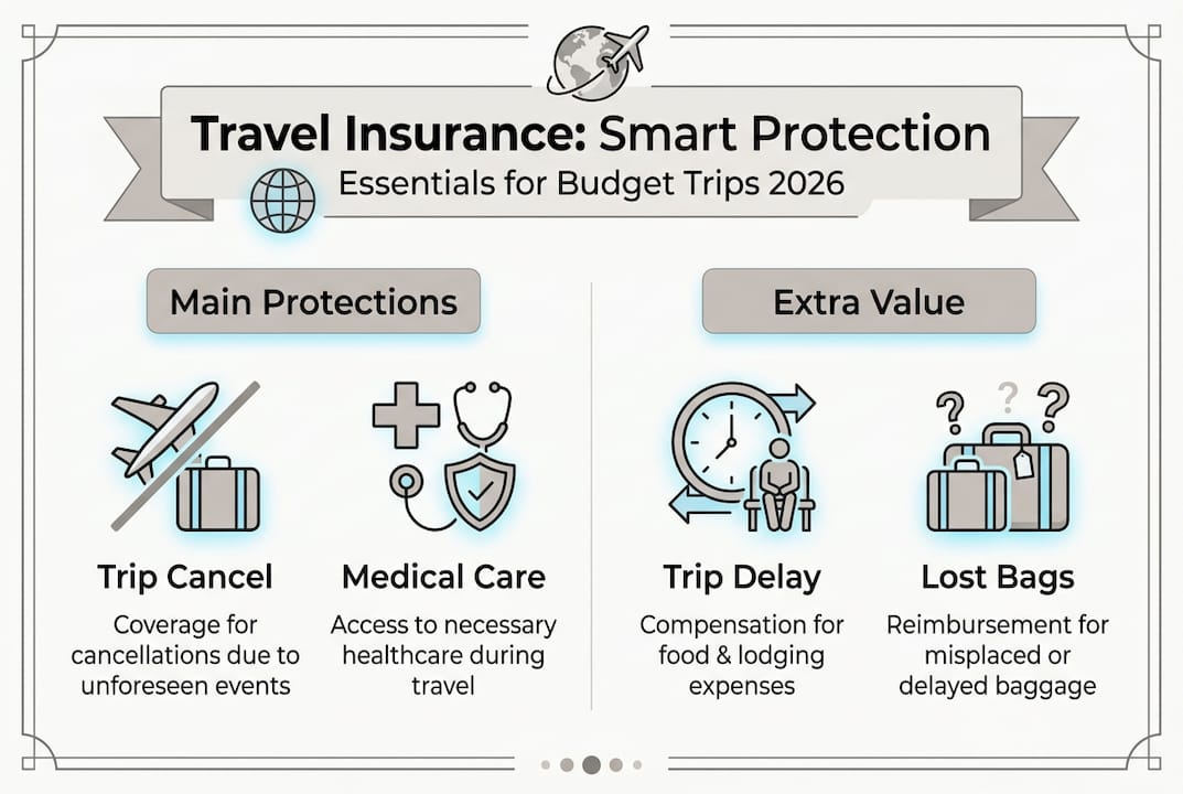 Infographic shows main protections and extra value in travel insurance