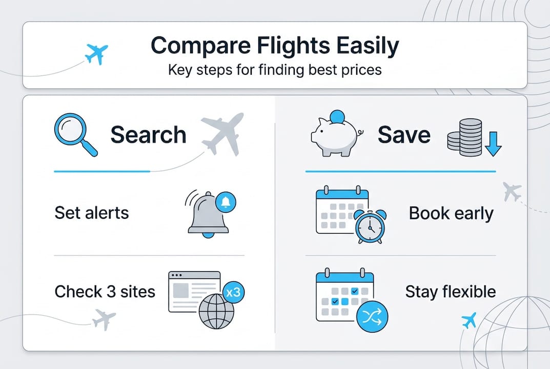Infographic comparing steps to find cheap flights