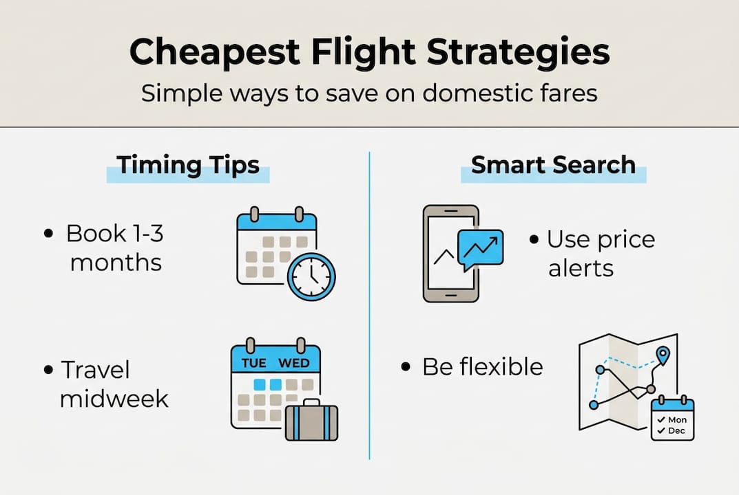 Infographic with tips for affordable domestic flights