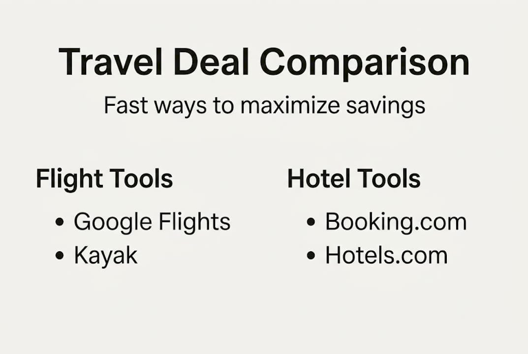 Infographic showing flight and hotel tool comparison
