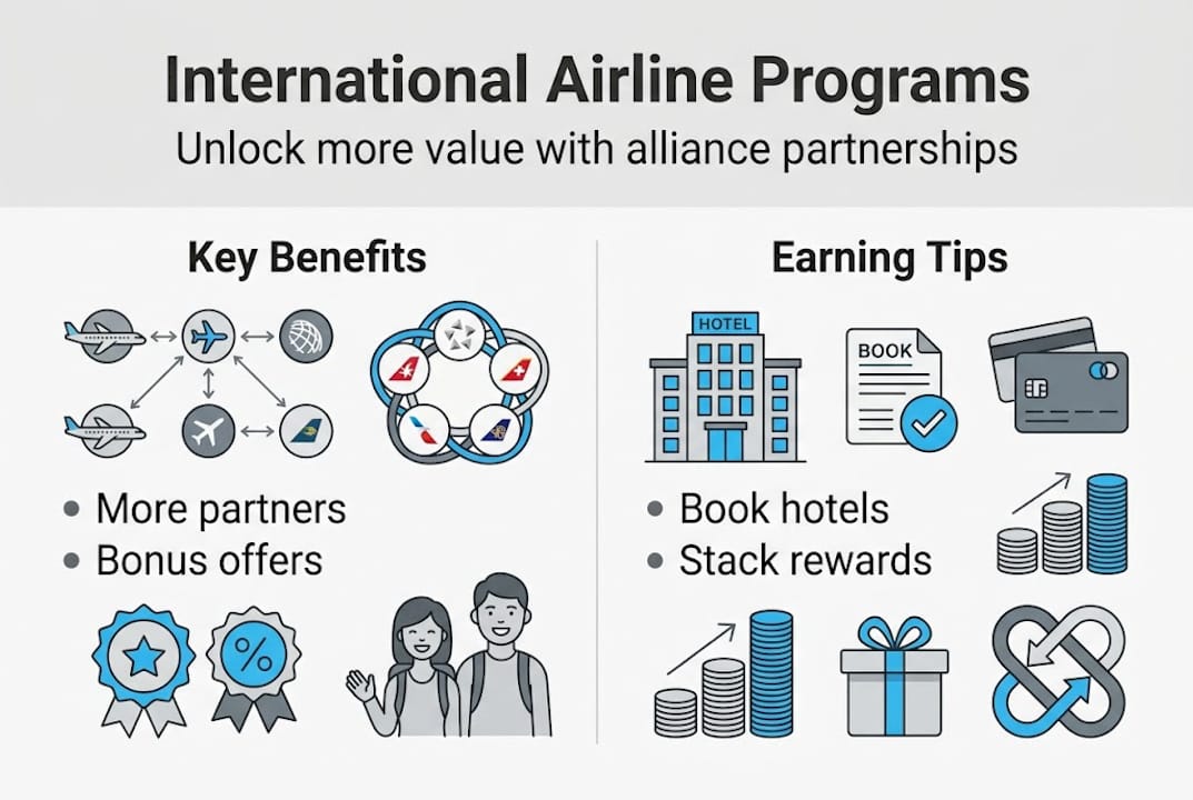 Infographic with airline rewards key benefits and tips