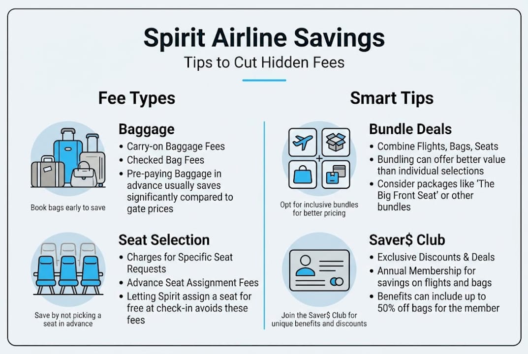Infographic tips to reduce Spirit Airlines fees