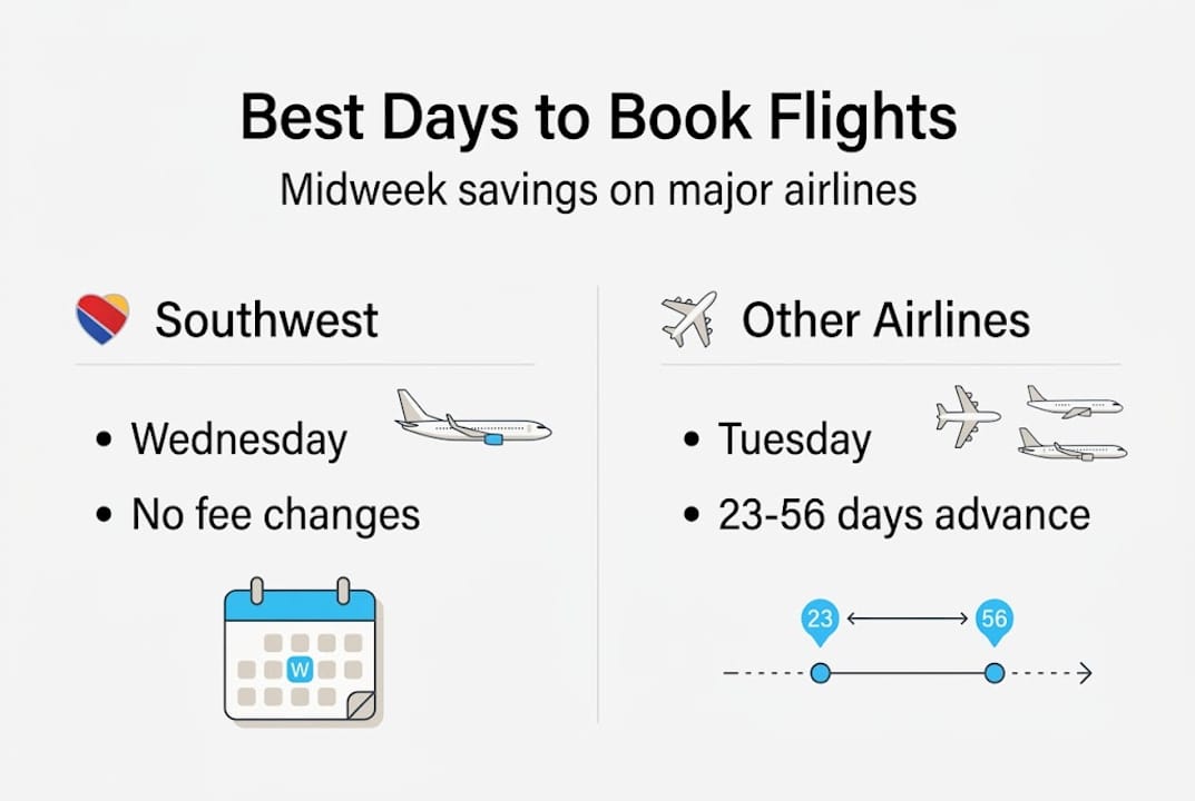 Infographic comparing midweek airline savings