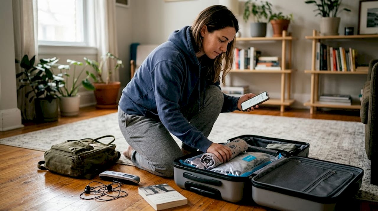 Traveler packing light to avoid extra fees