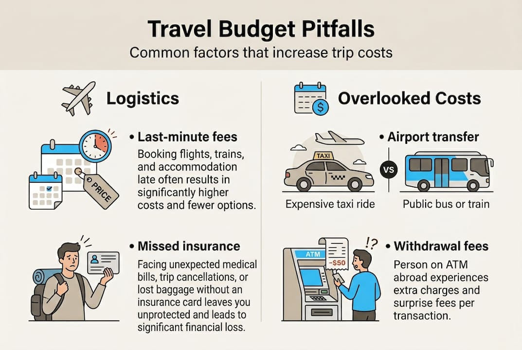 Infographic of common budget travel pitfalls