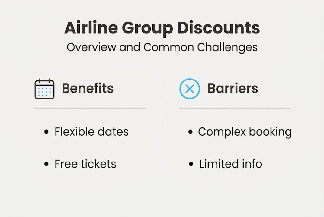 Infographic of airline group discount benefits and barriers