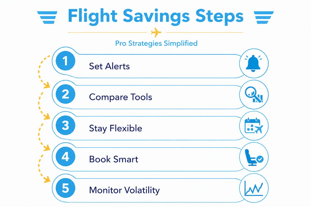 Infographic listing steps for forecasting flight savings