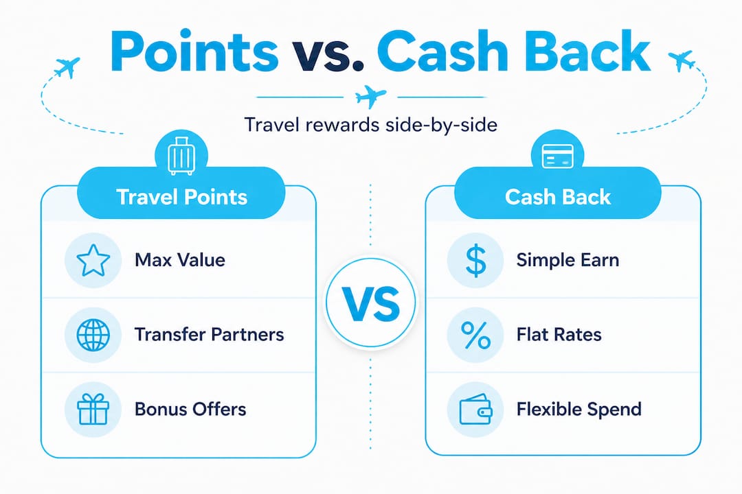Infographic comparing travel points and cash back