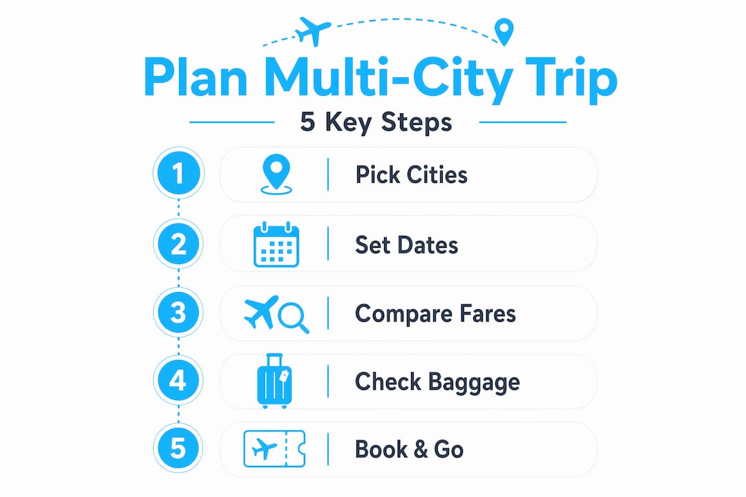 Infographic showing steps to plan multi-city trip