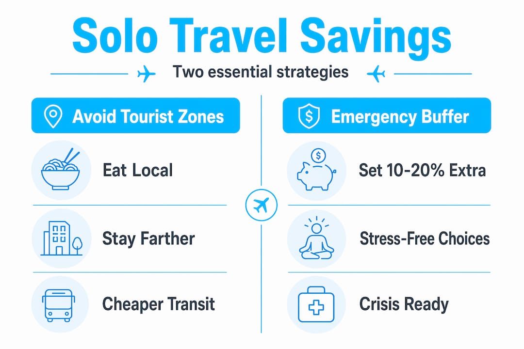 Infographic comparing tourist zone savings vs emergency buffer