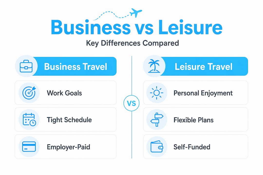Infographic comparing business and leisure travel