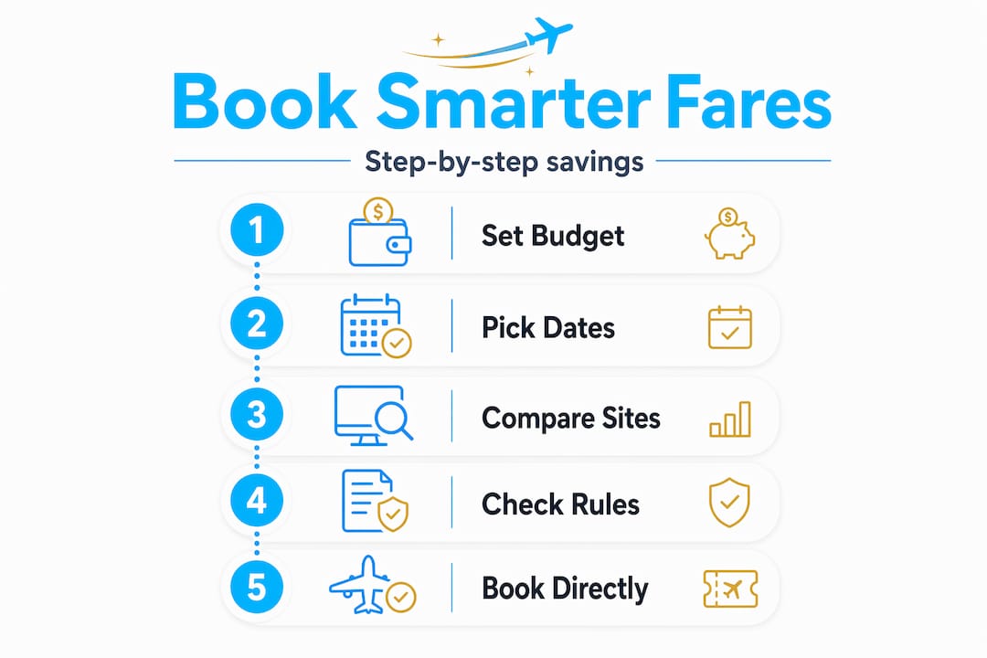 Infographic outlining fare comparison tool steps