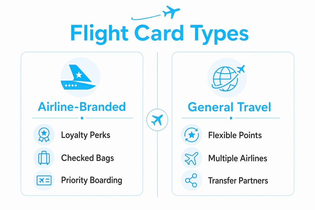 Infographic comparing airline-branded and general travel cards
