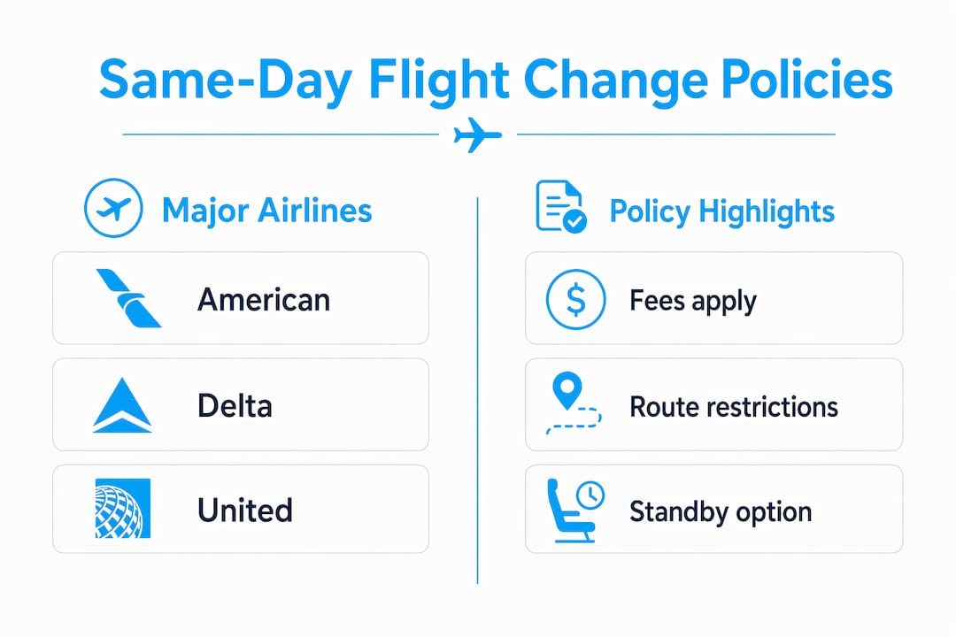 Infographic comparing same-day flight change policies
