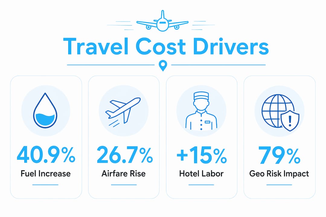 Infographic showing main factors driving travel costs