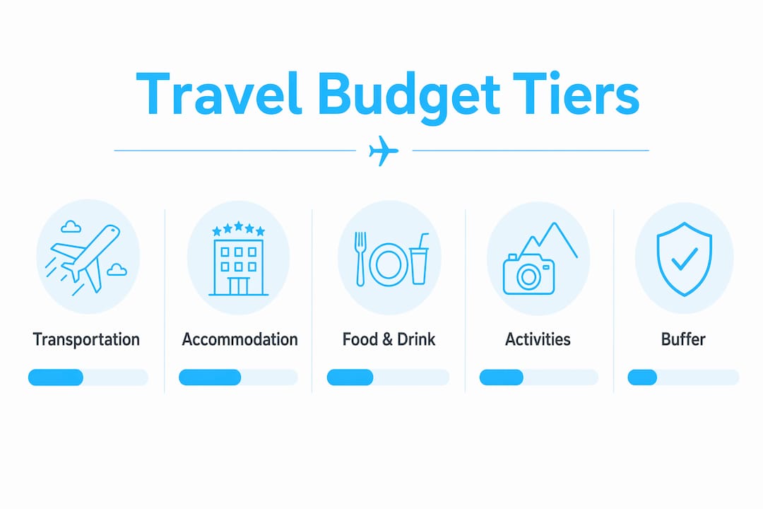 Infographic displaying travel budget categories hierarchy