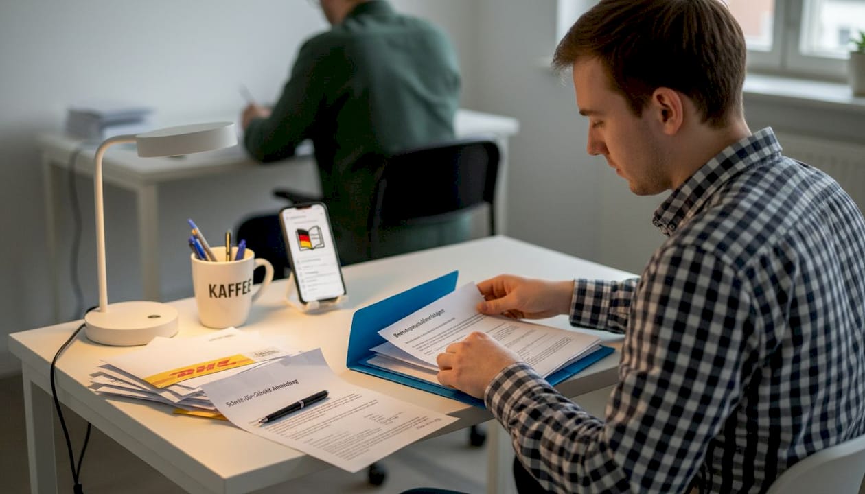 Professional organizing German exam application documents