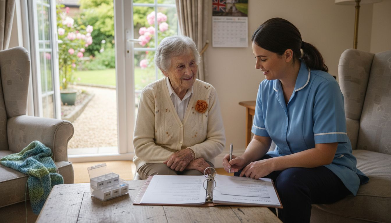 Care manager and senior discuss care plan details