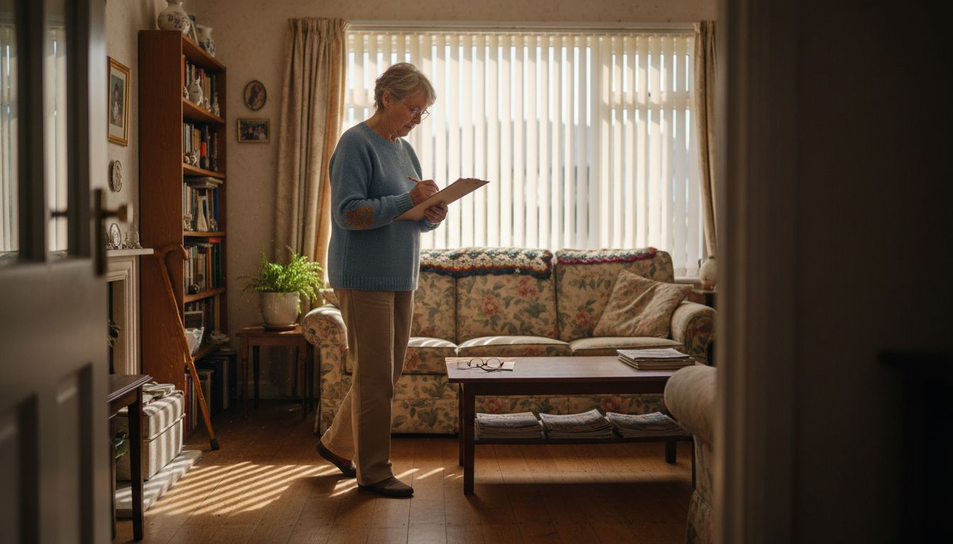 Senior assessing home safety for independence