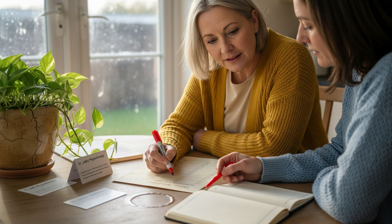 Care provider reviewing care plan with family