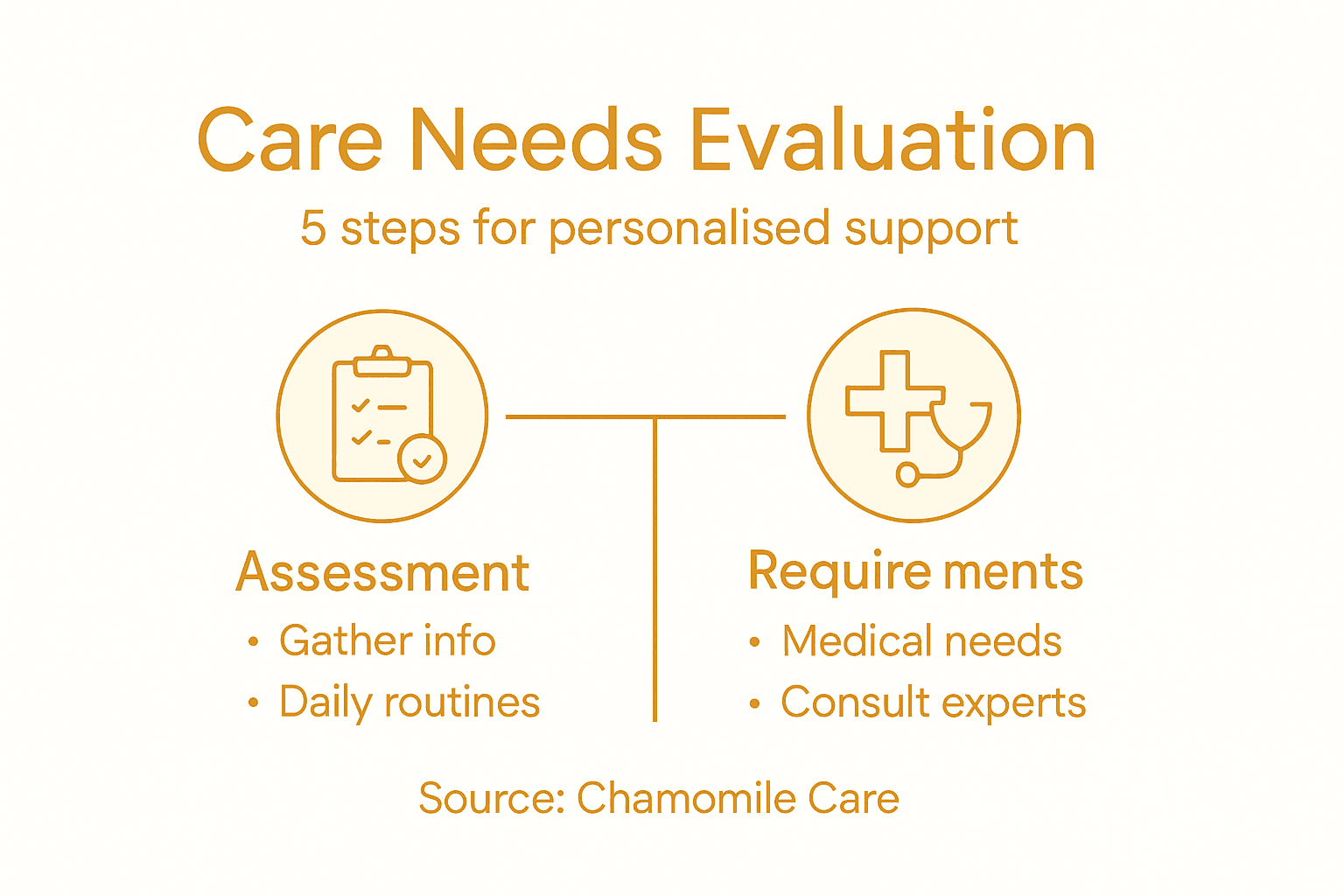 Infographic outlining steps for care evaluation