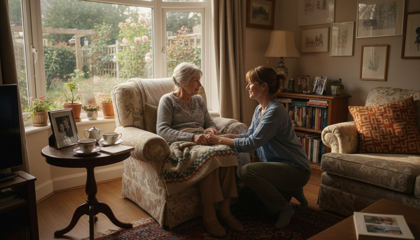 Elderly mother and daughter in Oxfordshire home
