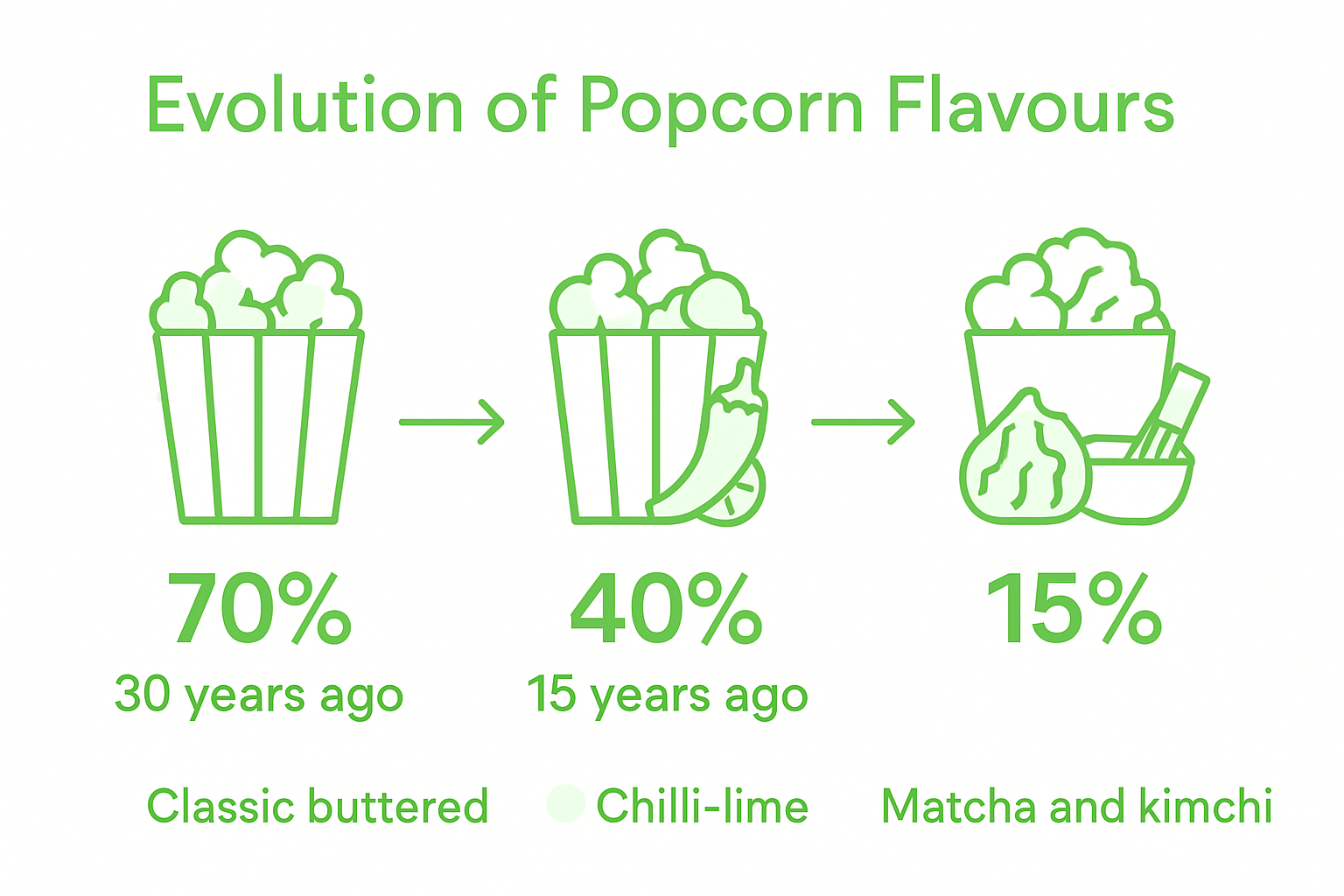 Infographic of popcorn flavor evolution