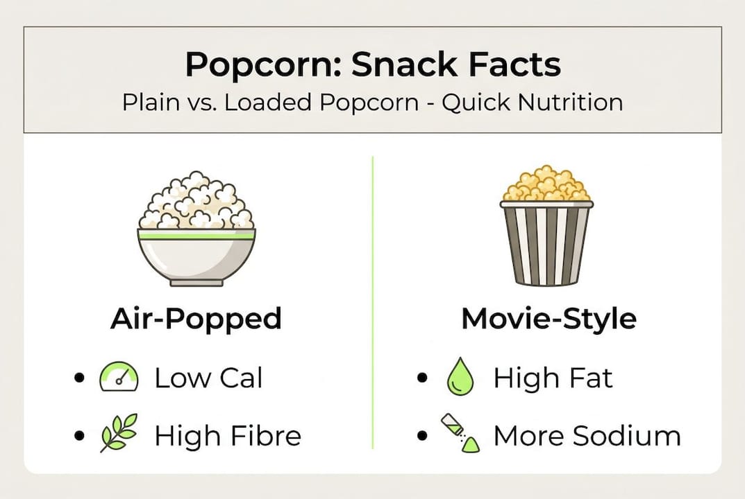 Infographic compares air-popped and movie-style popcorn
