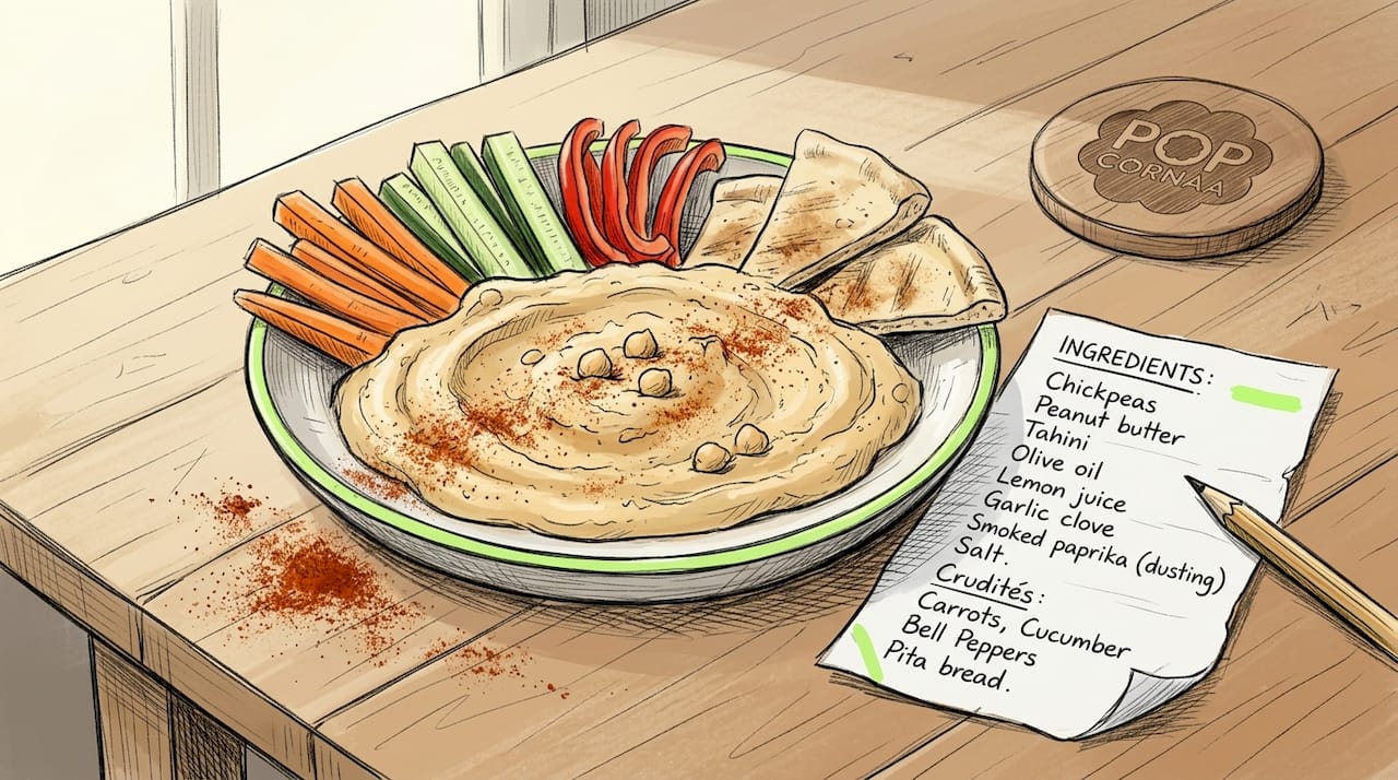 Peanut butter hummus with pita and vegetables