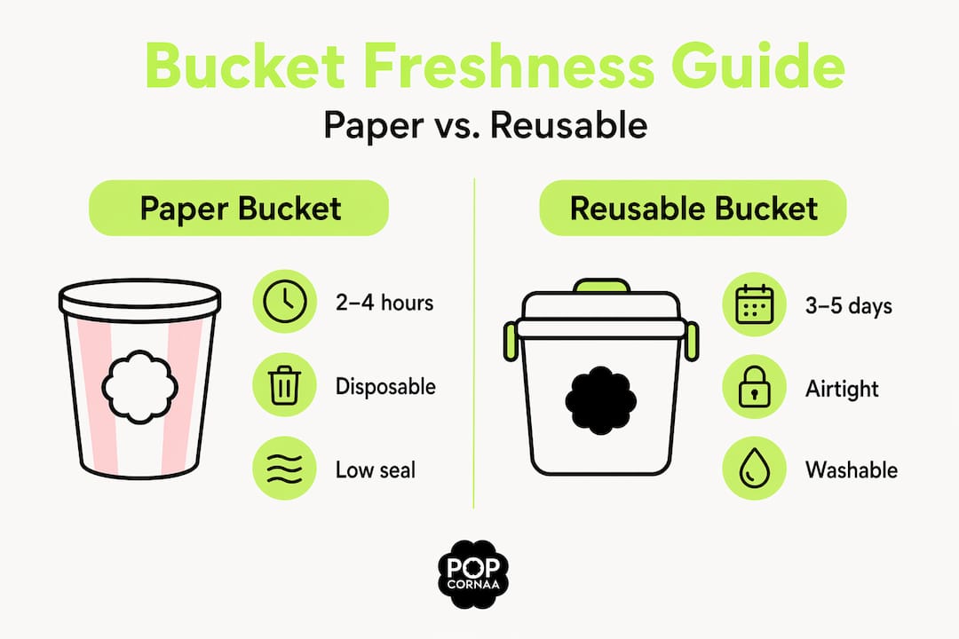 Freshness comparison for popcorn buckets infographic