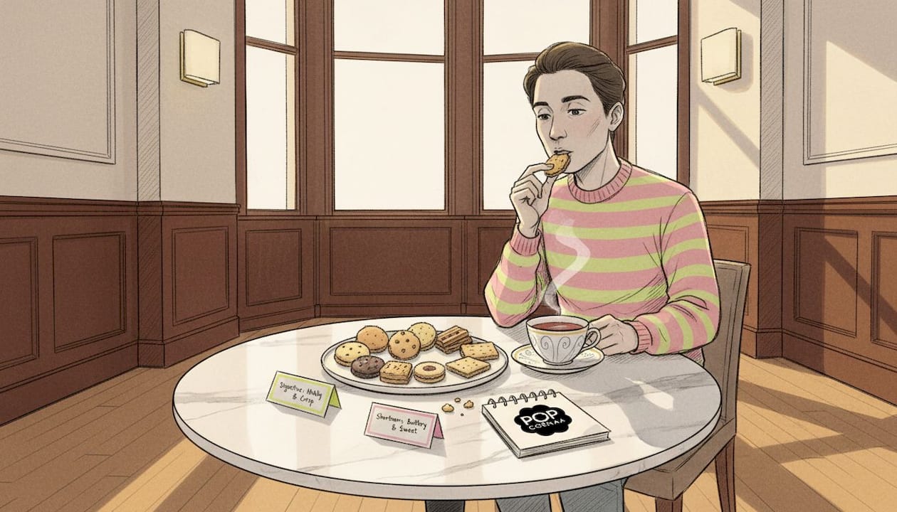 Snack tasting at Biscuitorium marble table