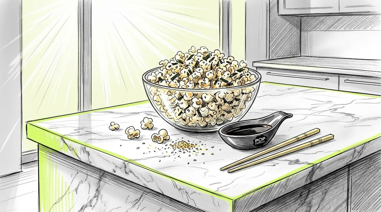 Close-up of seasoned Asian popcorn in bowl