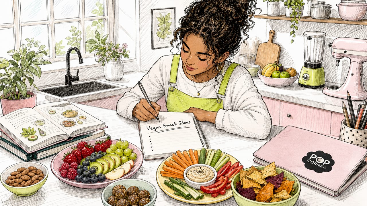 Person planning vegan snack checklist at kitchen table
