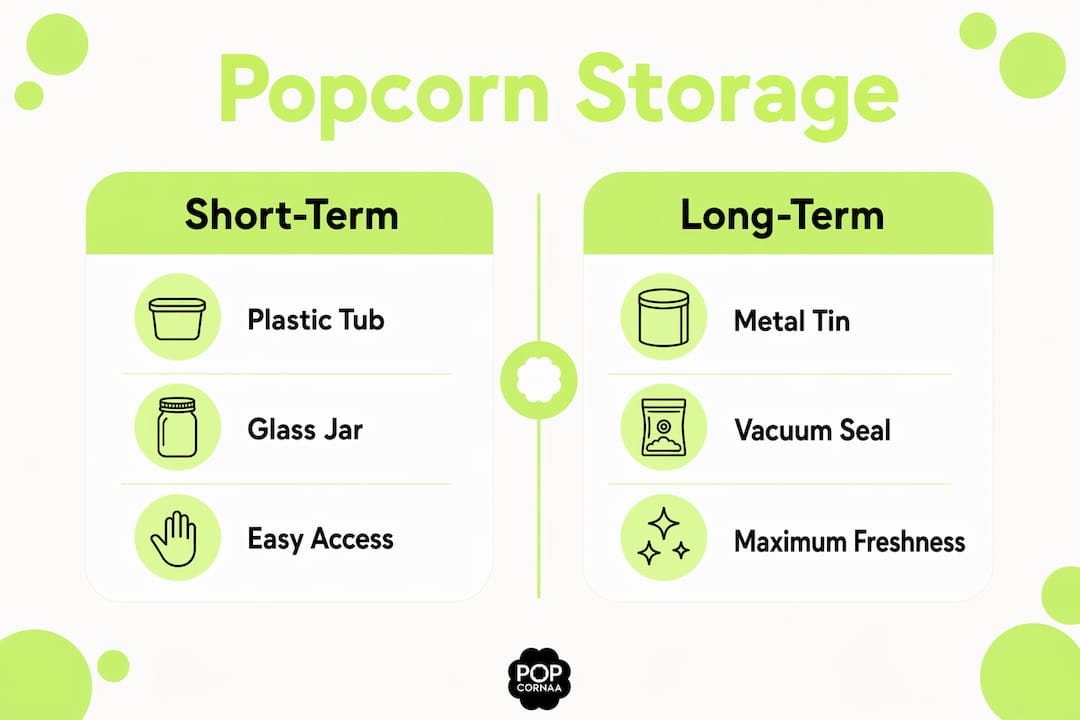Infographic comparing popcorn storage containers