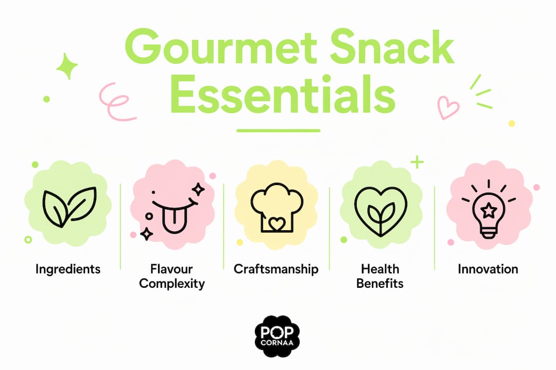 Infographic showing key gourmet snack features