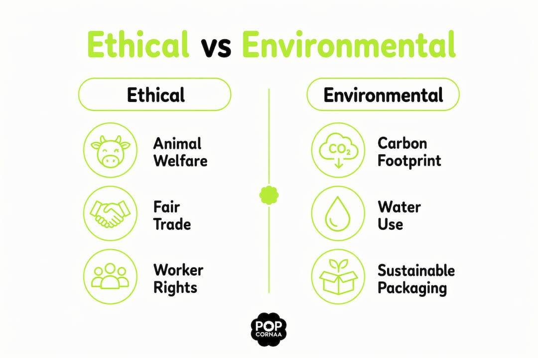 Infographic contrasting ethical and environmental benefits