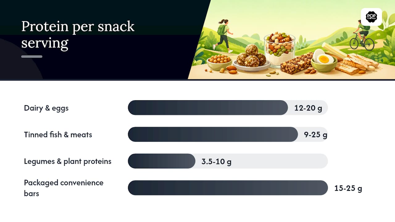 Diagram comparing protein contents of snack categories