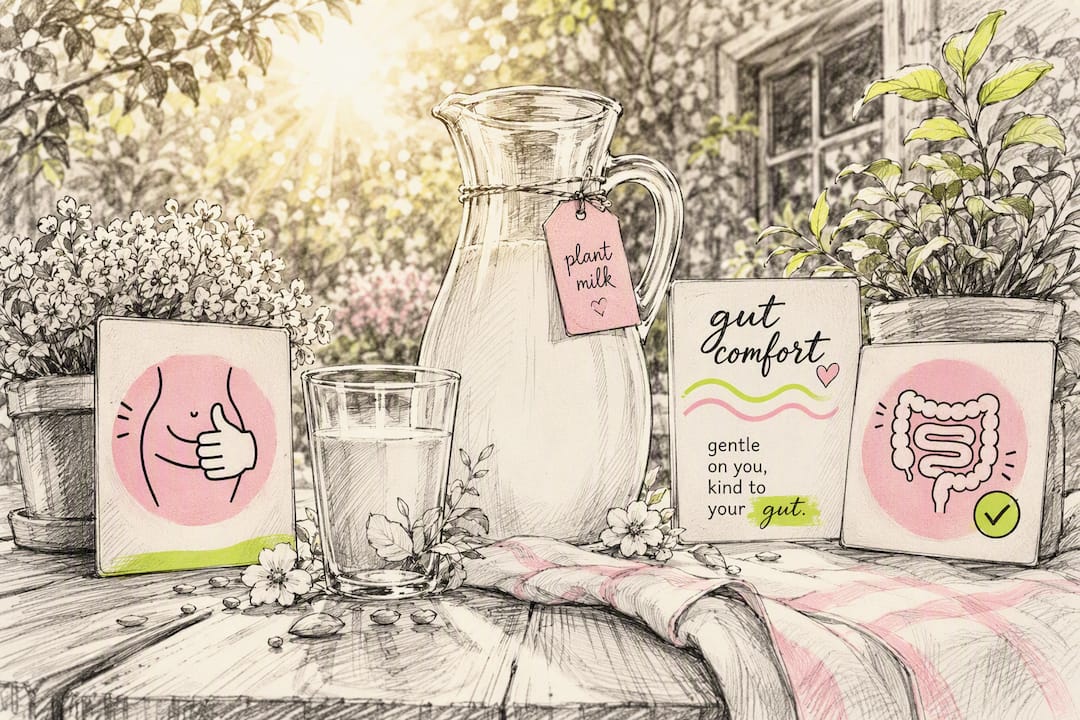 Stylized graphic of digestive health after quitting dairy