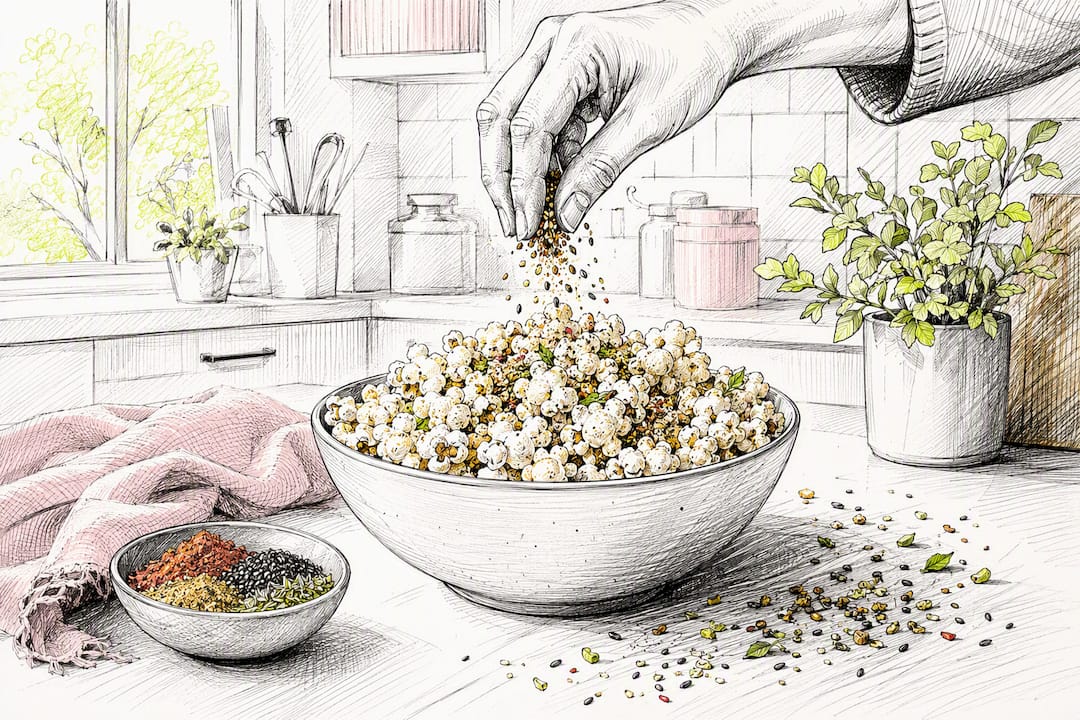 Hand seasoning gourmet vegan snacks