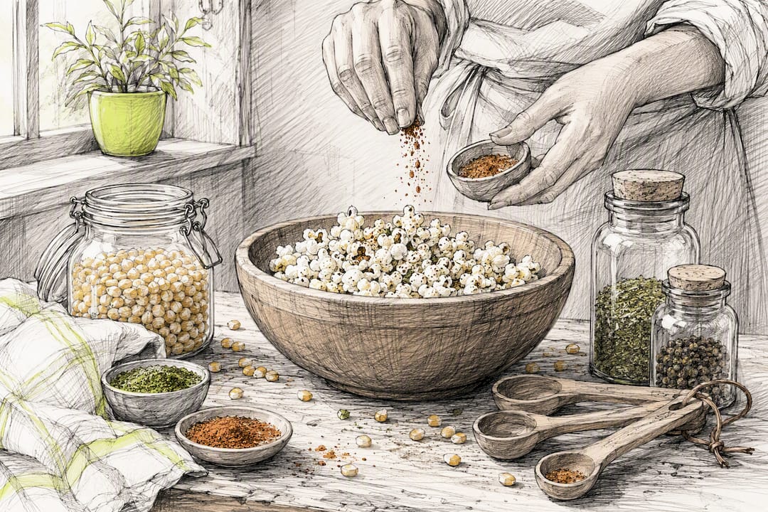 Hands seasoning small batch craft snacks