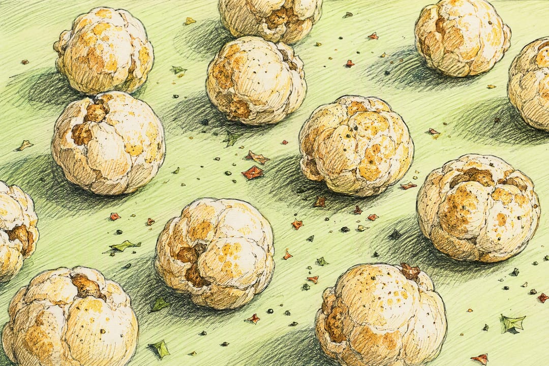 Close-up of mushroom-shaped popcorn kernels