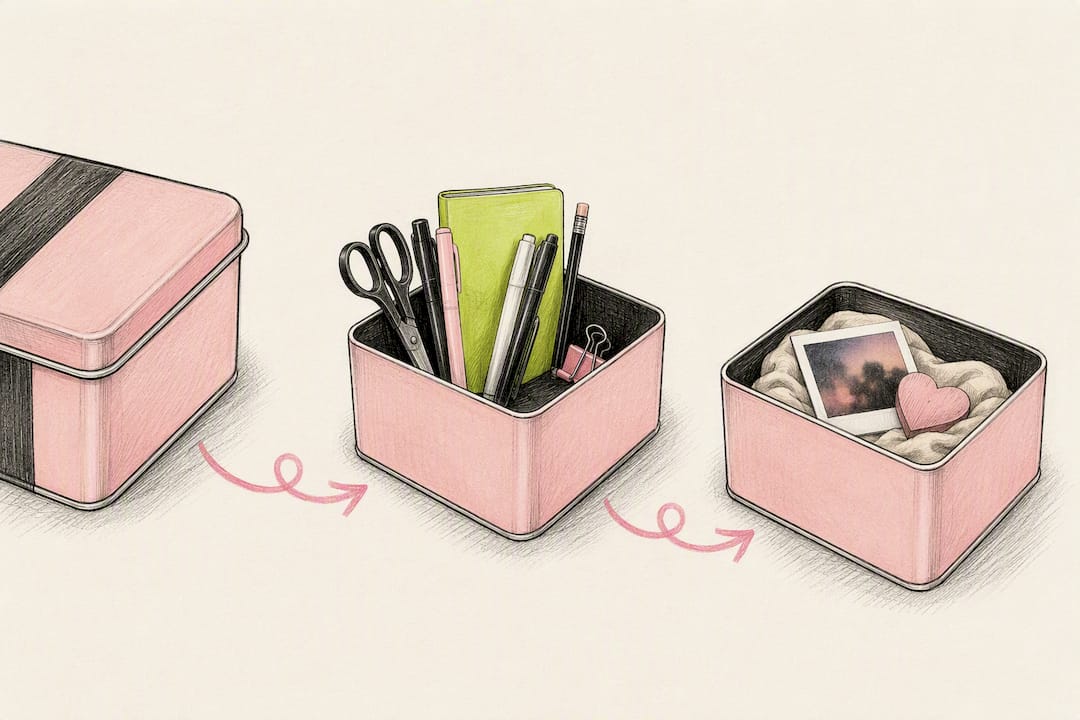 Reusable gift packaging lifecycle illustration